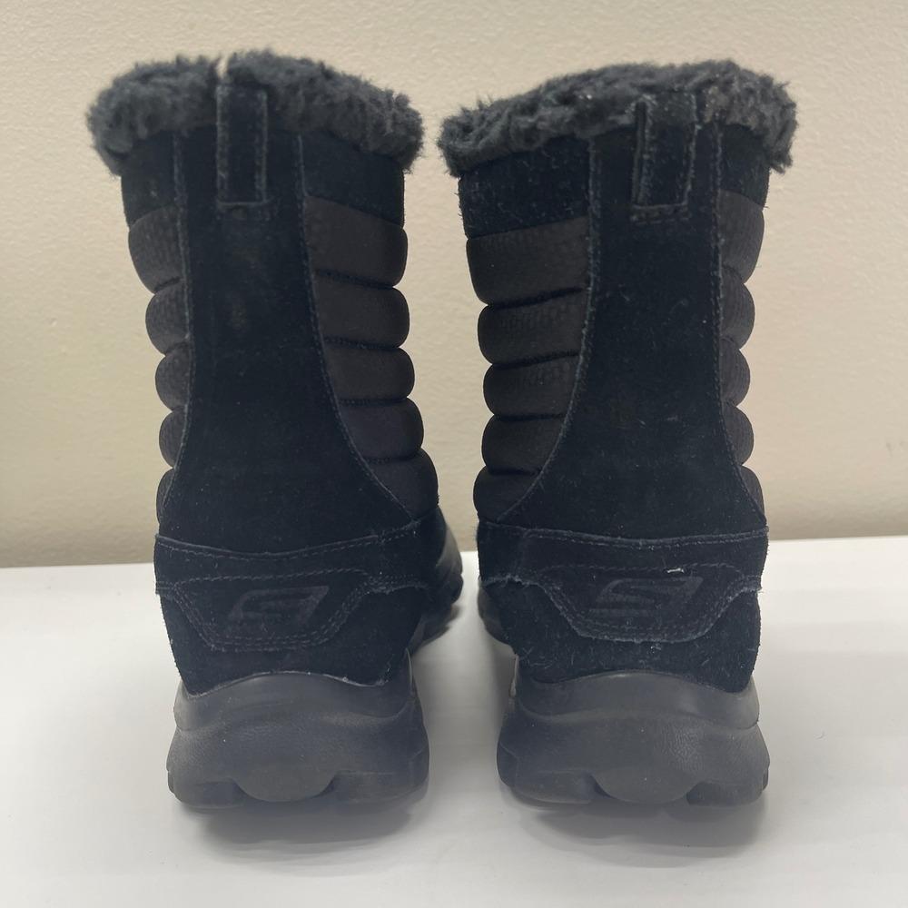 Skechers GoWalk Move Boots Womens 6.5 Black Suede Pull On Faux Fur Chugga 13695 - Picture 4 of 9